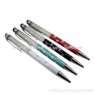 Crystal stylus touch pen for iPhone/iPad, for drawing/writing, with metal refill